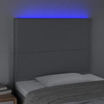 Világosszürke szövet LED-es fejtámla 100x5x118/128 cm 3