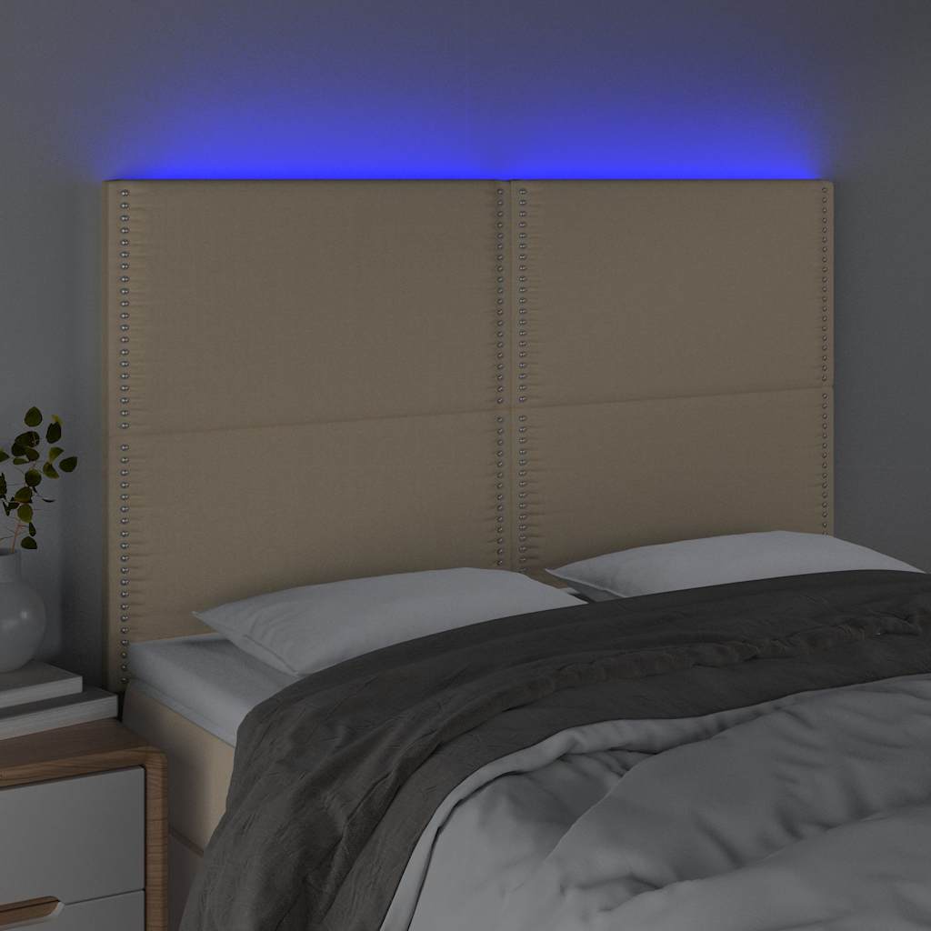 Krémszínű szövet LED-es fejtámla 144x5x118/128 cm 3