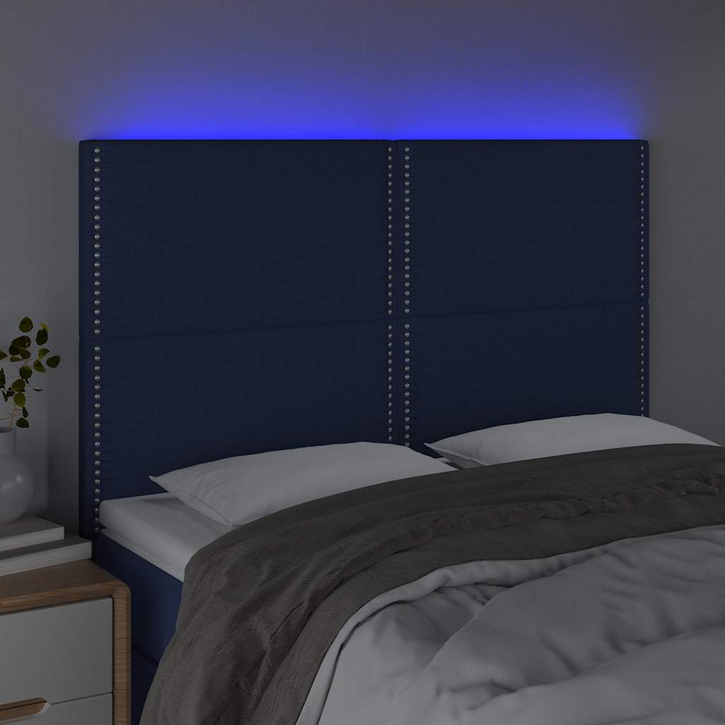 Kék szövet LED-es fejtámla 144x5x118/128 cm 3
