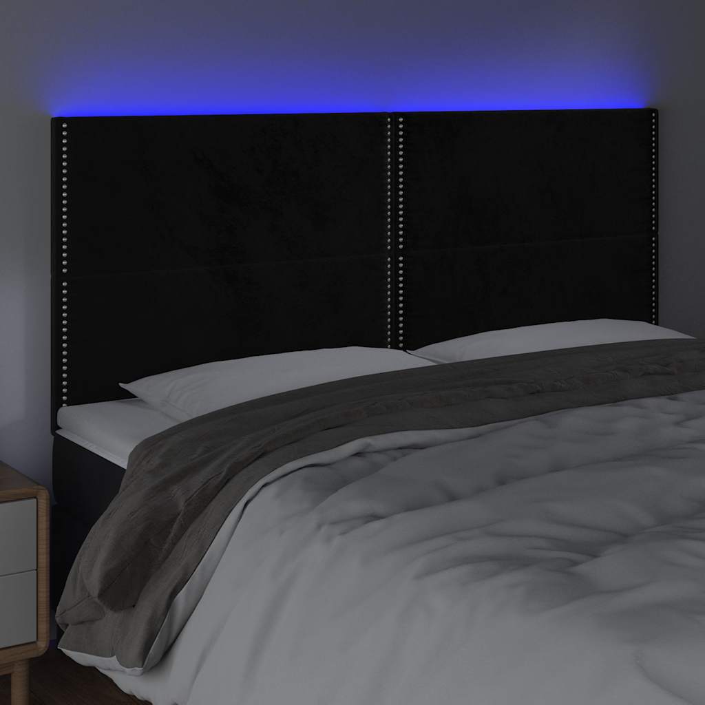 Fekete bársony LED-es fejtámla 180x5x118/128 cm 3