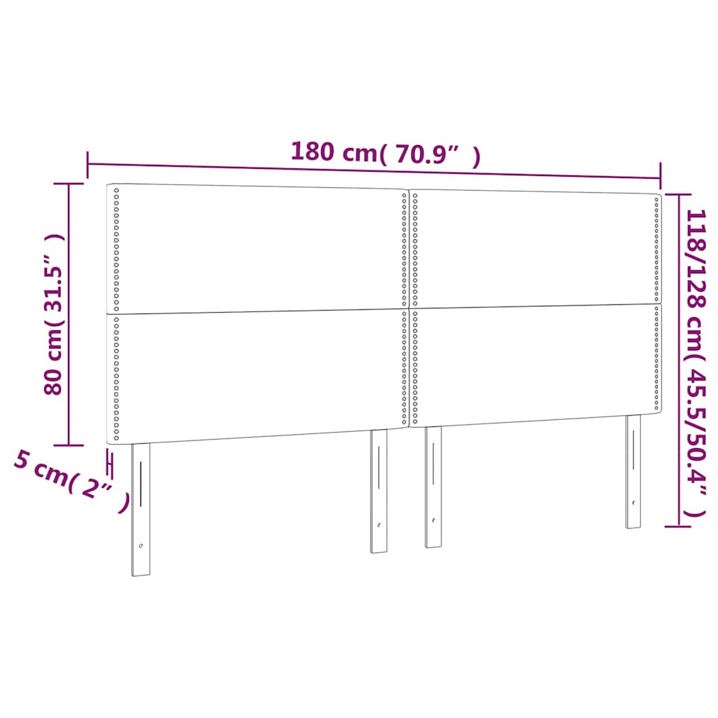 Fekete bársony LED-es fejtámla 180x5x118/128 cm 6