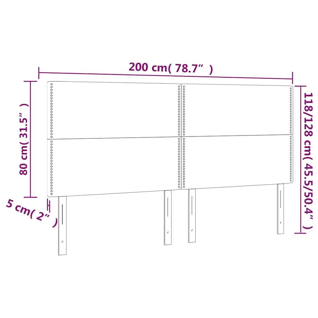 Fekete bársony LED-es fejtámla 200x5x118/128 cm 6