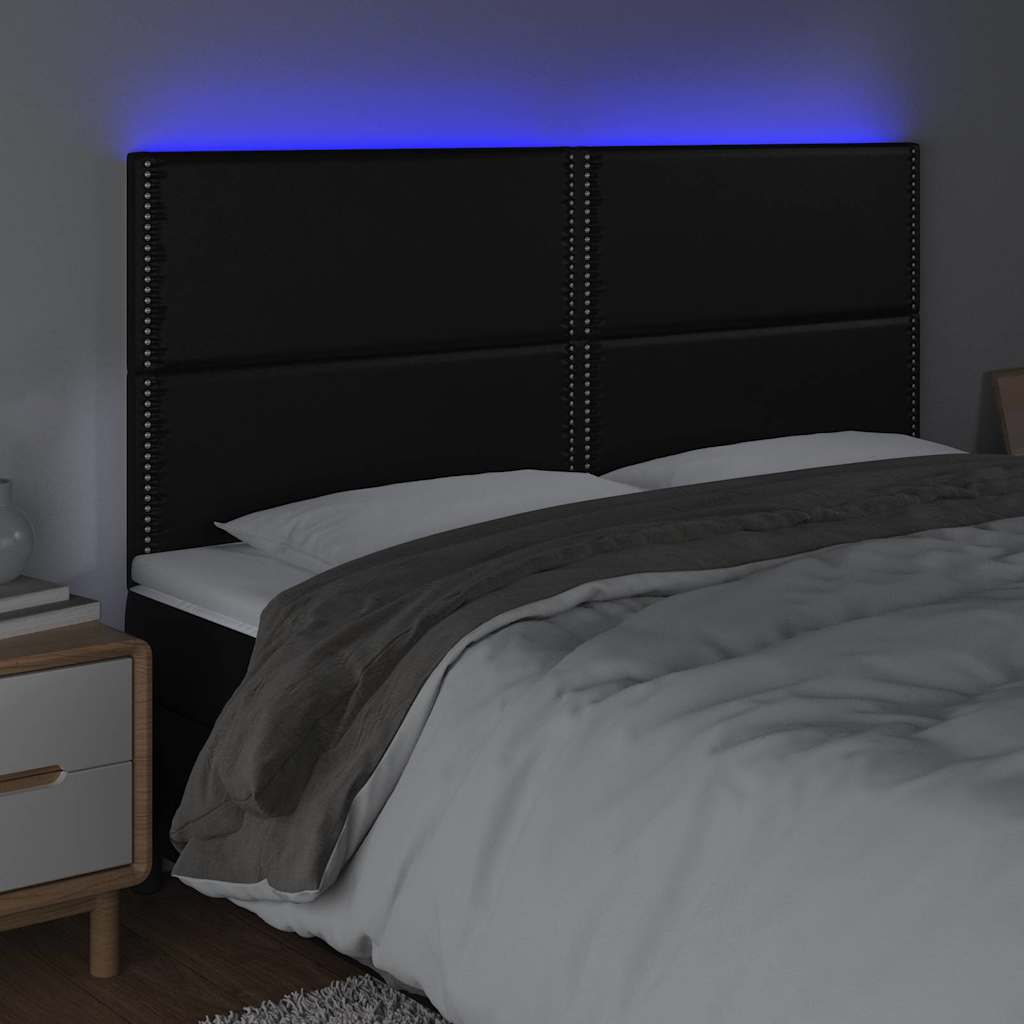 Fekete műbőr LED-es fejtámla 180x5x118/128 cm 3