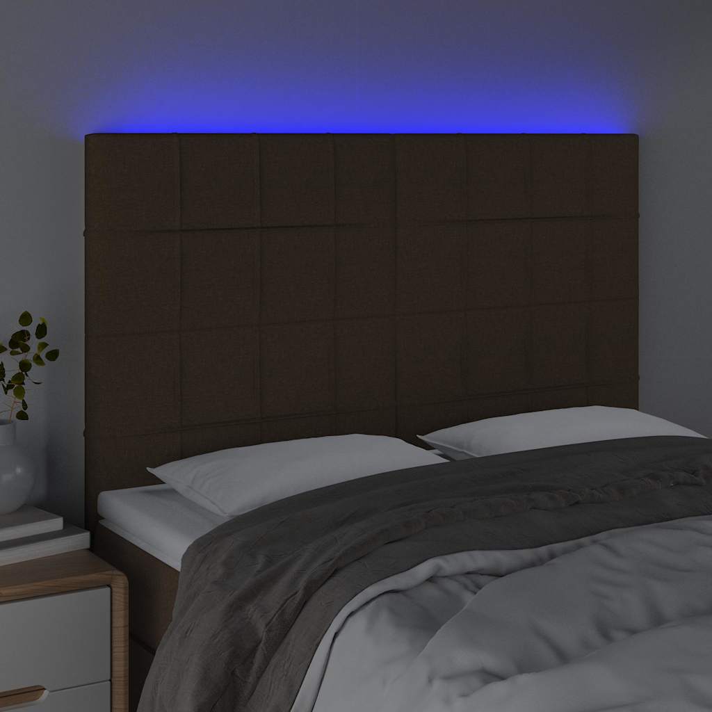 Sötétbarna szövet LED-es fejtámla 144x5x118/128 cm 3