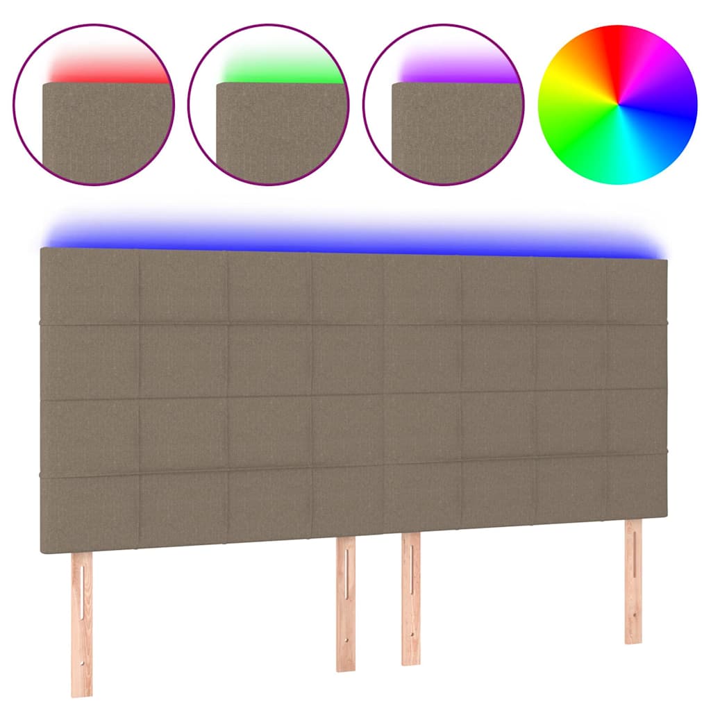 Tópszínű szövet LED-es fejtámla 180x5x118/128 cm 2