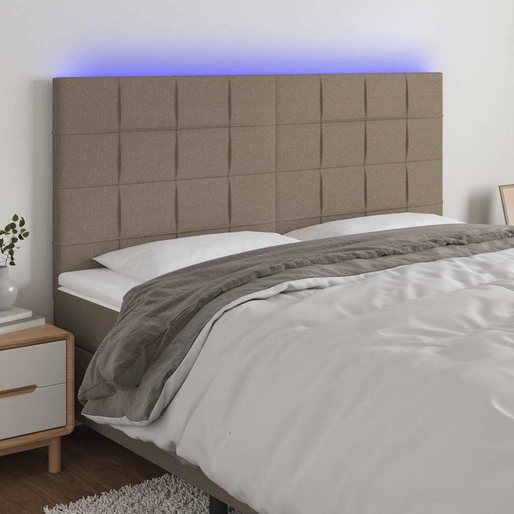 Tópszínű szövet LED-es fejtámla 180x5x118/128 cm