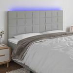 Világosszürke szövet LED-es fejtámla 200x5x118/128 cm