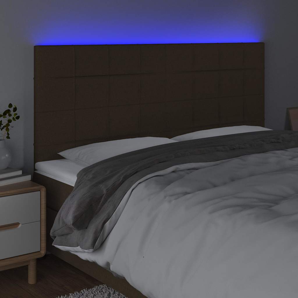 Sötétbarna szövet LED-es fejtámla 200x5x118/128 cm 3