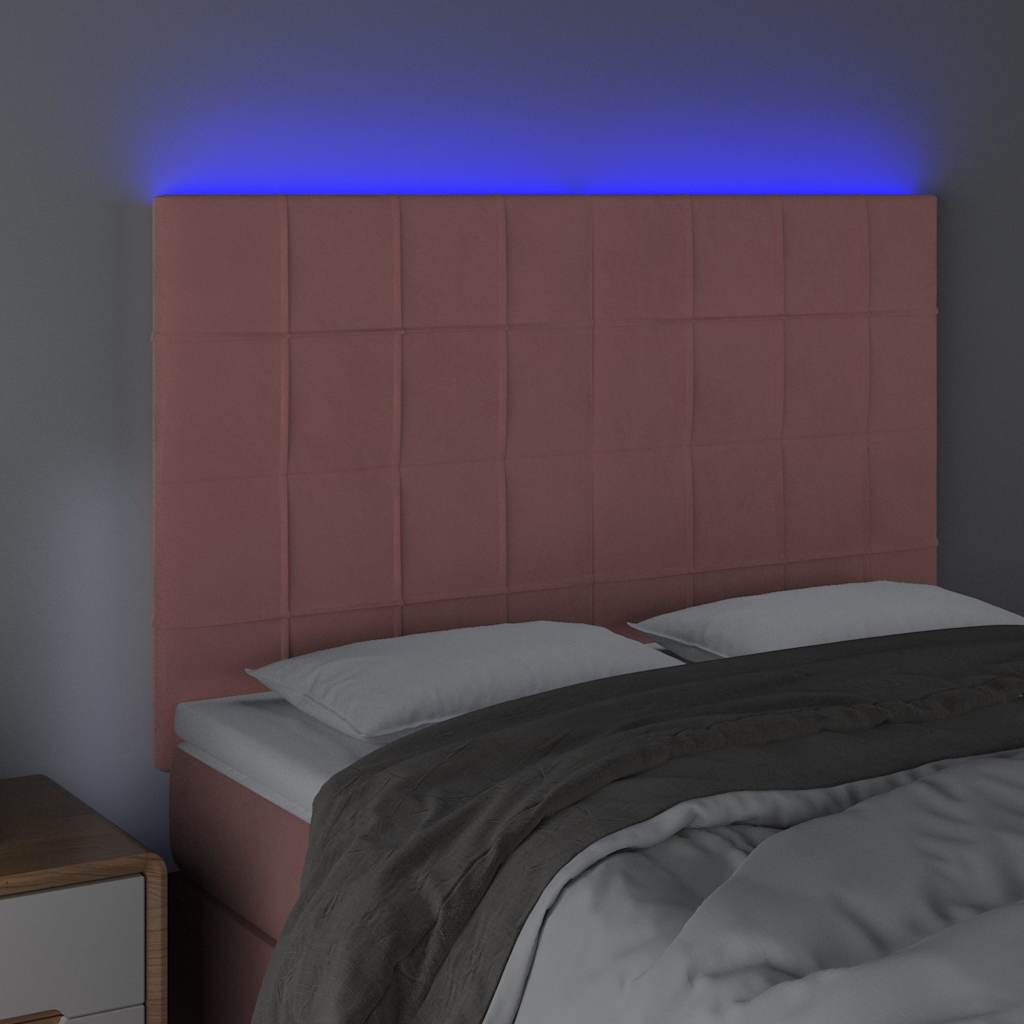 Rózsaszín bársony LED-es fejtámla 144x5x118/128 cm 3