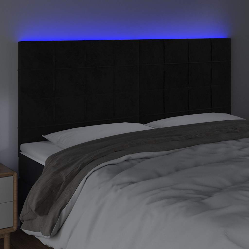 Fekete bársony LED-es fejtámla 160x5x118/128 cm 3