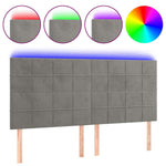Világosszürke bársony LED-es fejtámla 180x5x118/128 cm 2