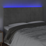 Világosszürke bársony LED-es fejtámla 180x5x118/128 cm 3