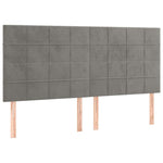 Világosszürke bársony LED-es fejtámla 180x5x118/128 cm 4
