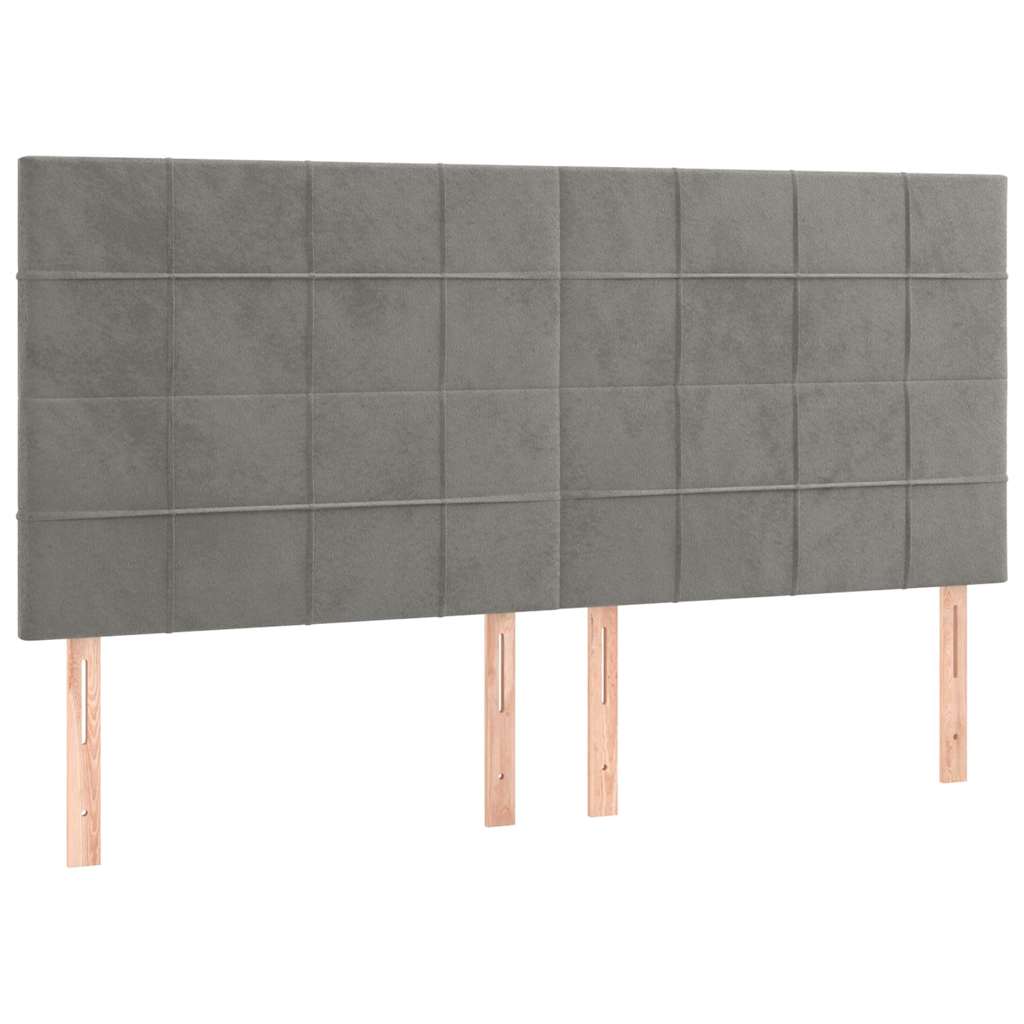 Világosszürke bársony LED-es fejtámla 180x5x118/128 cm 4