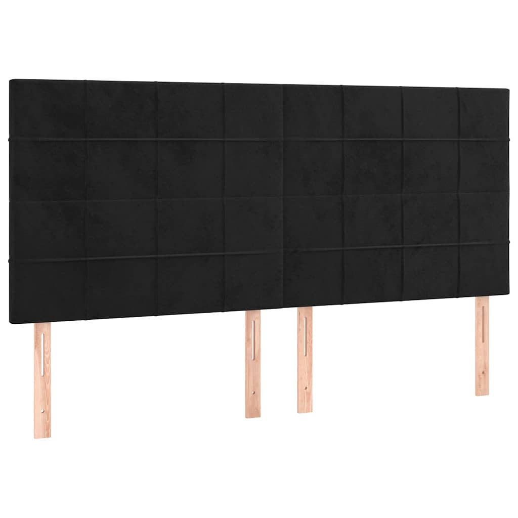Fekete bársony LED-es fejtámla 180x5x118/128 cm 4