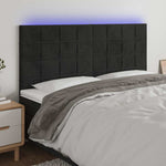 Fekete bársony LED-es fejtámla 180x5x118/128 cm