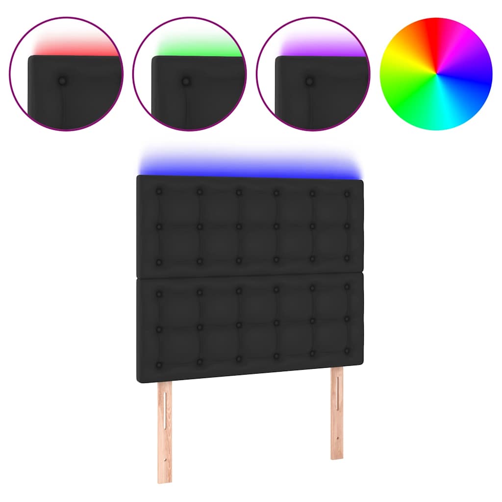Fekete műbőr LED-es fejtámla 80x5x118/128 cm 2