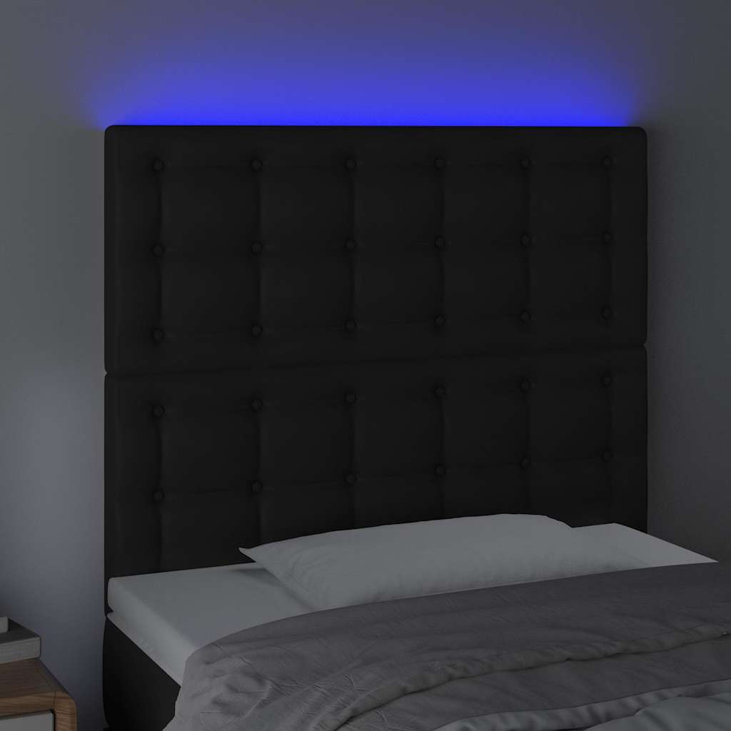 Fekete műbőr LED-es fejtámla 80x5x118/128 cm 3