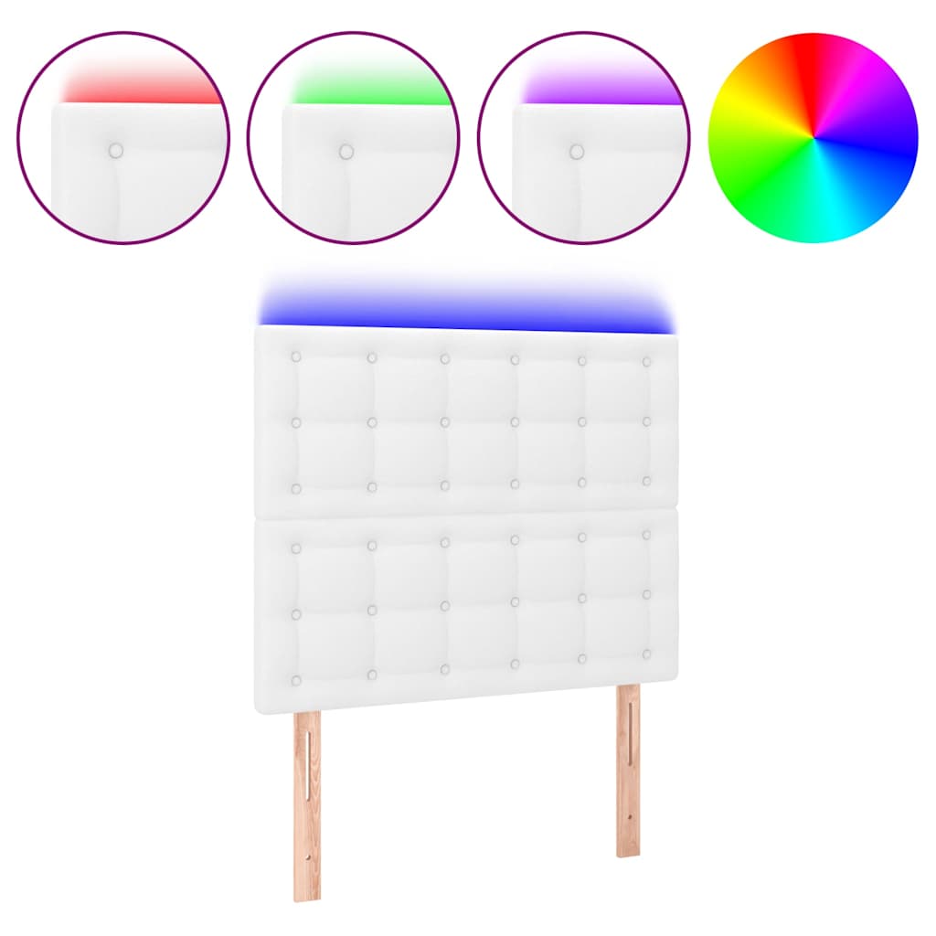 Fehér műbőr LED-es fejtámla 90x5x118/128 cm 2