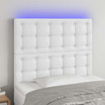 Fehér műbőr LED-es fejtámla 90x5x118/128 cm