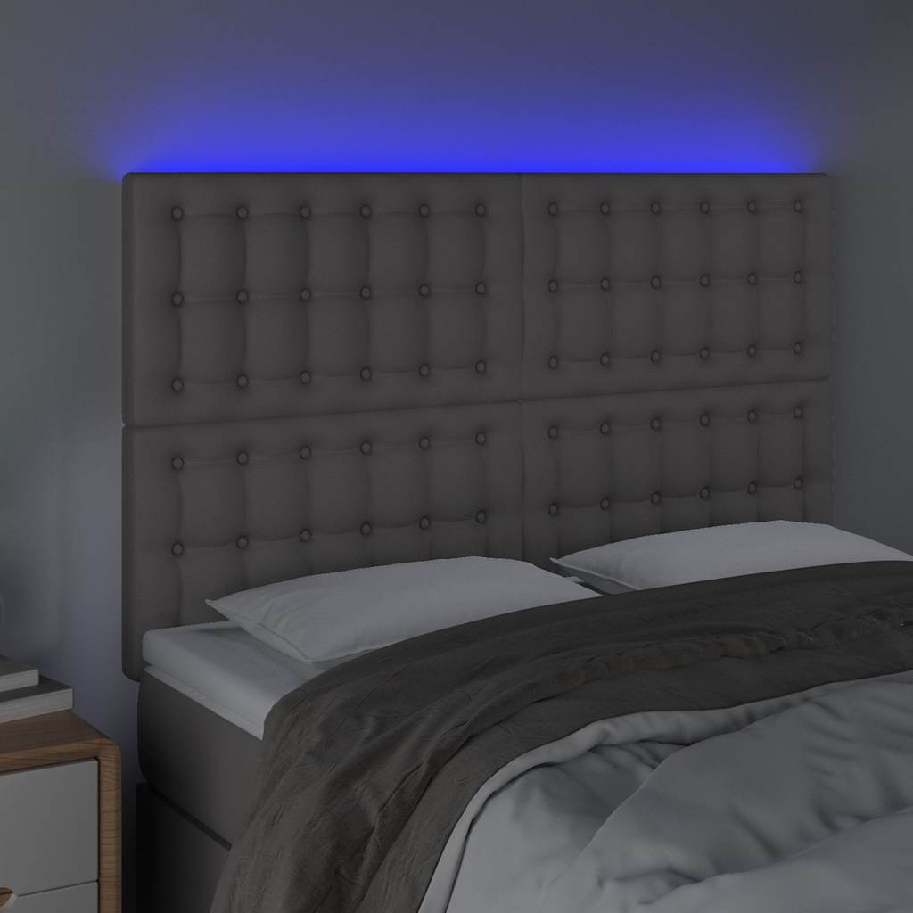Szürke műbőr LED-es fejtámla 144x5x118/128 cm 3