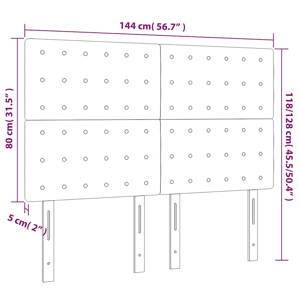 Szürke műbőr LED-es fejtámla 144x5x118/128 cm 6