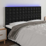 Fekete műbőr LED-es fejtámla 160x5x118/128 cm