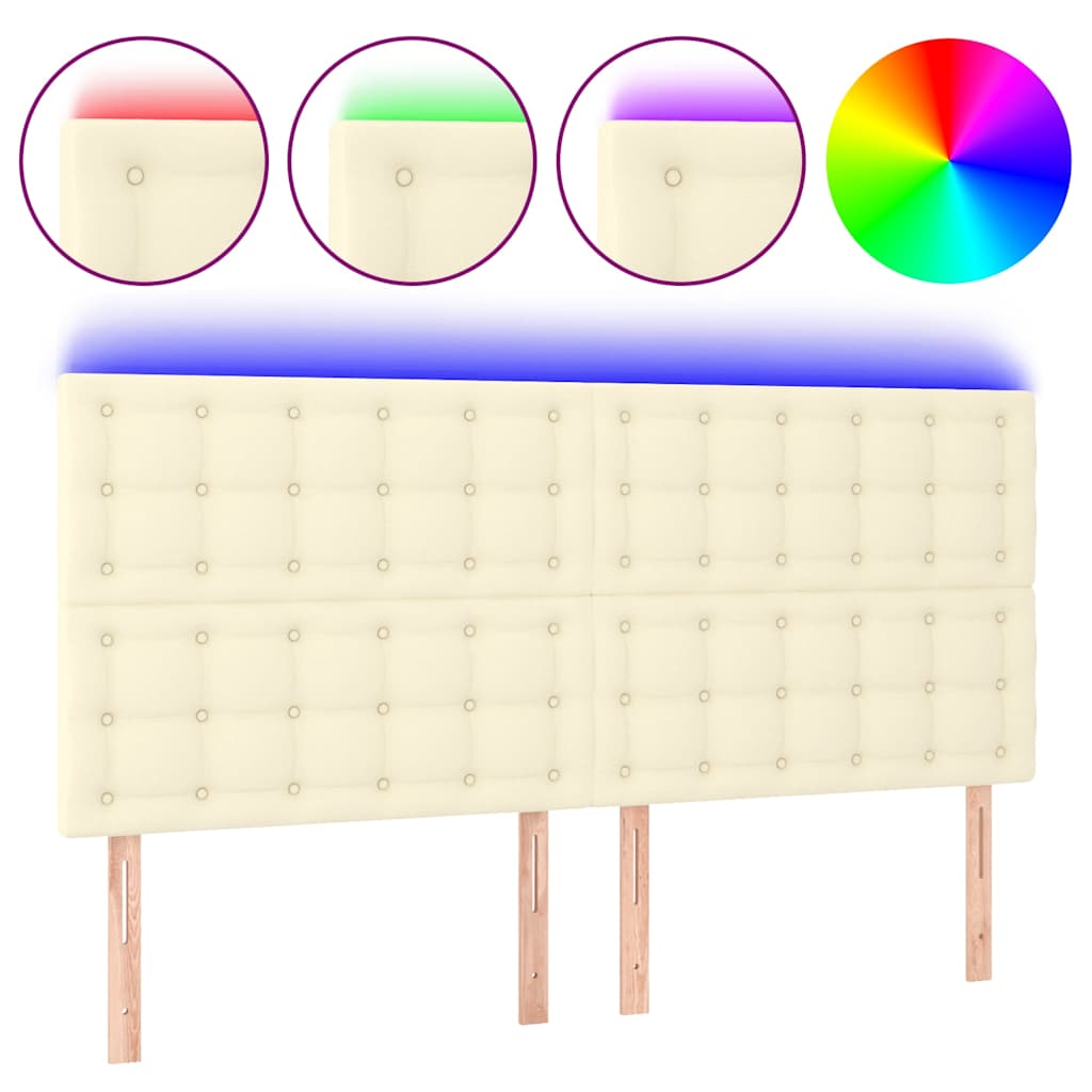 Krémszínű műbőr LED-es fejtámla 160x5x118/128 cm 2