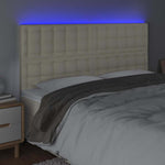 Krémszínű műbőr LED-es fejtámla 160x5x118/128 cm 3
