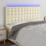 Krémszínű műbőr LED-es fejtámla 160x5x118/128 cm