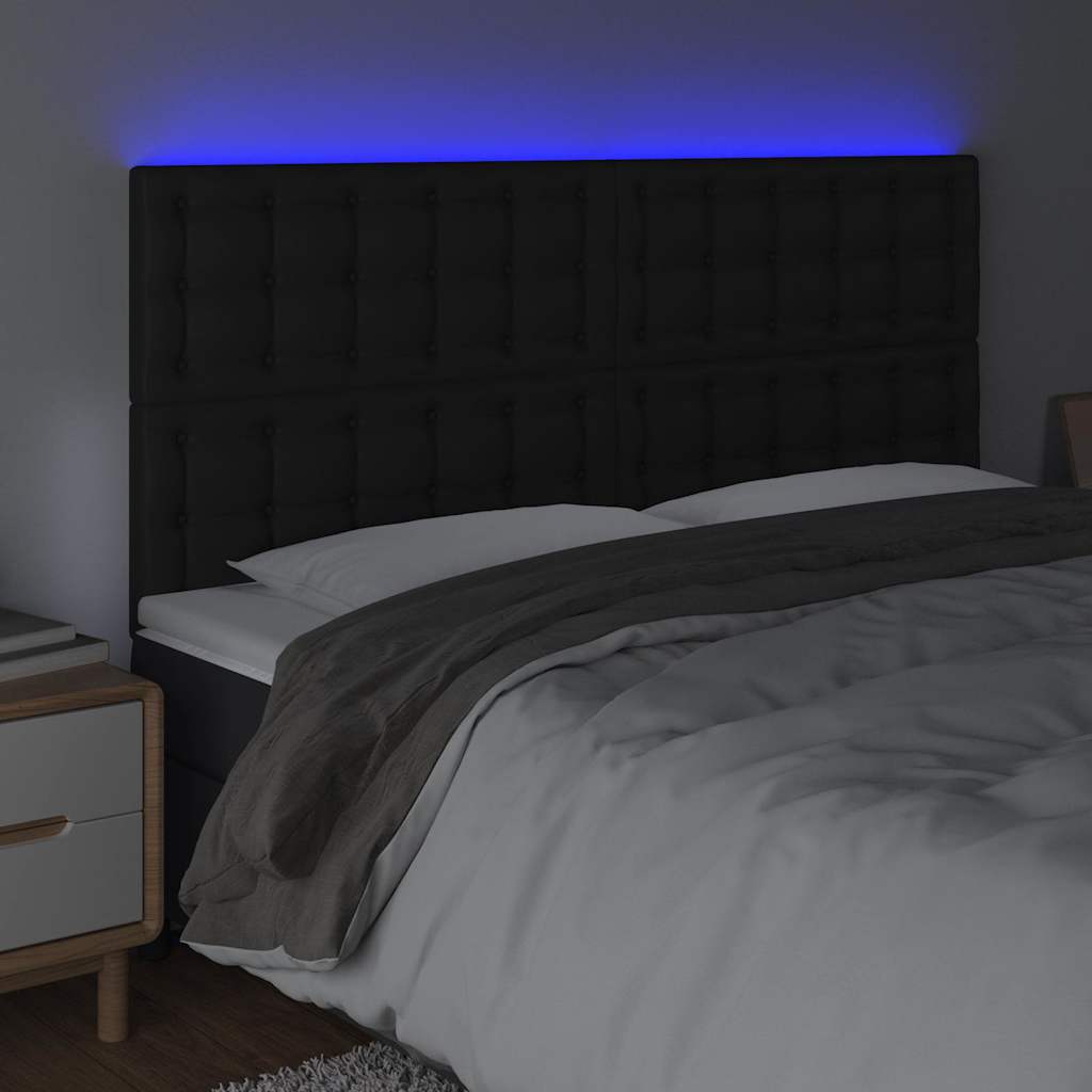 Fekete műbőr LED-es fejtámla 200x5x118/128 cm 3