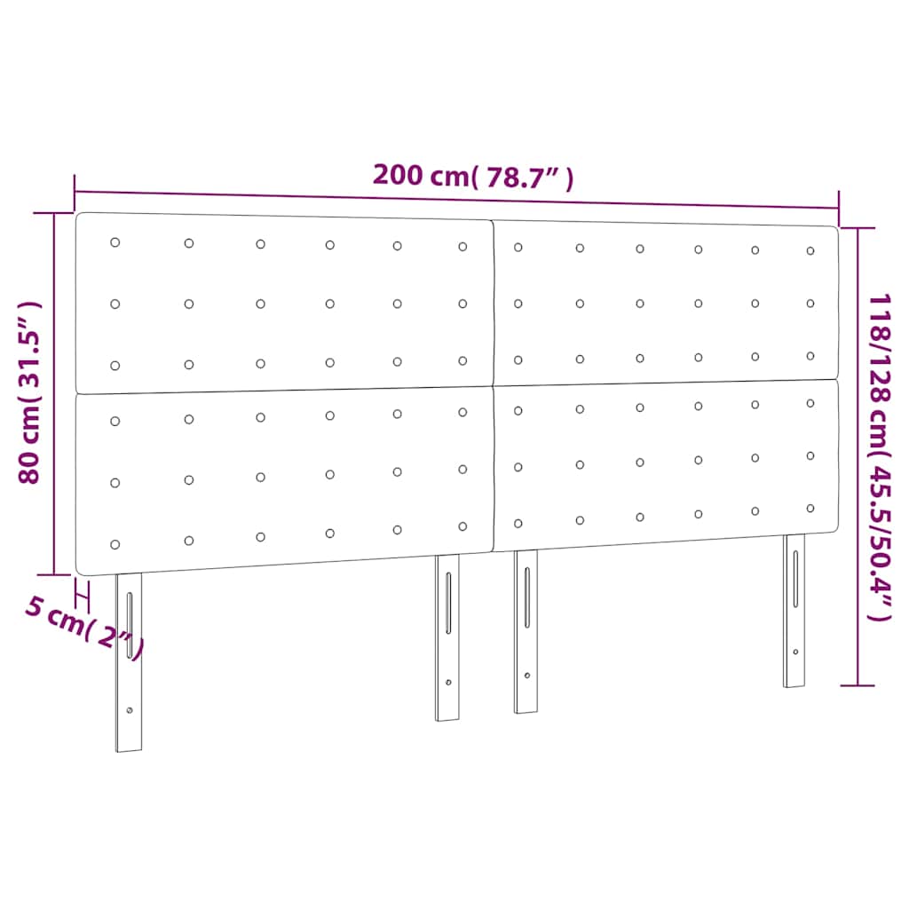 Krémszínű műbőr LED-es fejtámla 200x5x118/128 cm 6