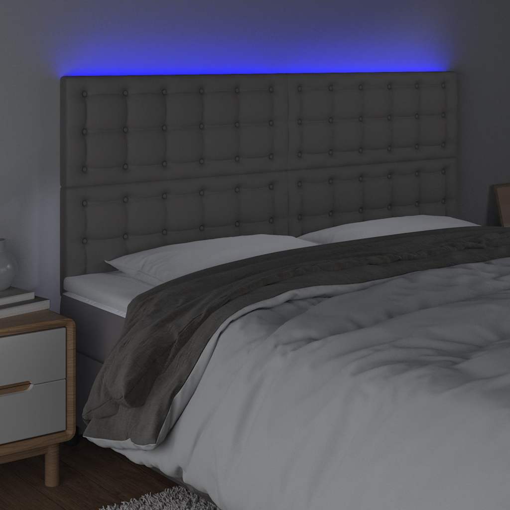 Szürke műbőr LED-es fejtámla 200x5x118/128 cm 3