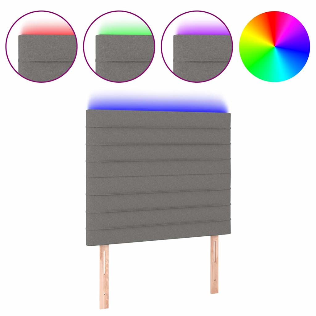 Sötétszürke szövet LED-es fejtámla 80x5x118/128 cm 2