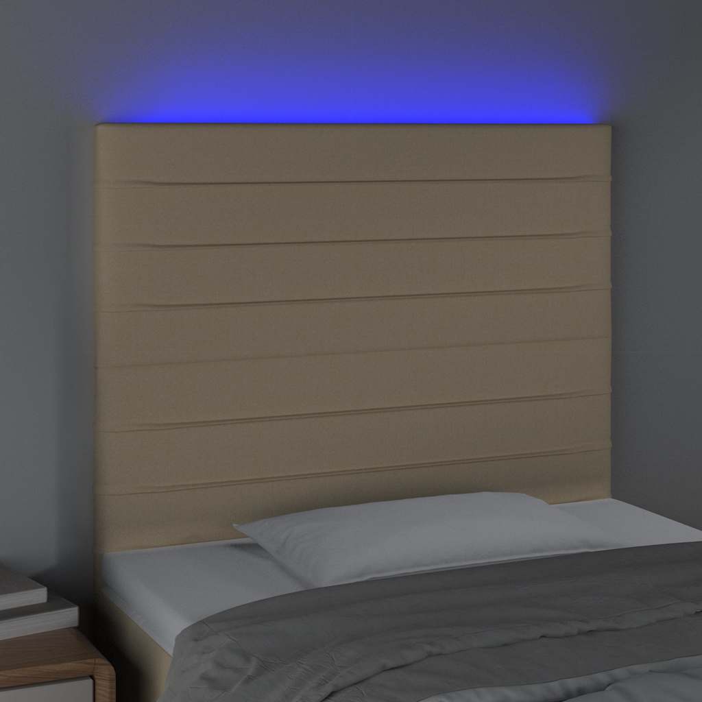 Krémszínű szövet LED-es fejtámla 80x5x118/128 cm 3