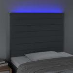 Sötétszürke szövet LED-es fejtámla 90x5x118/128 cm 3