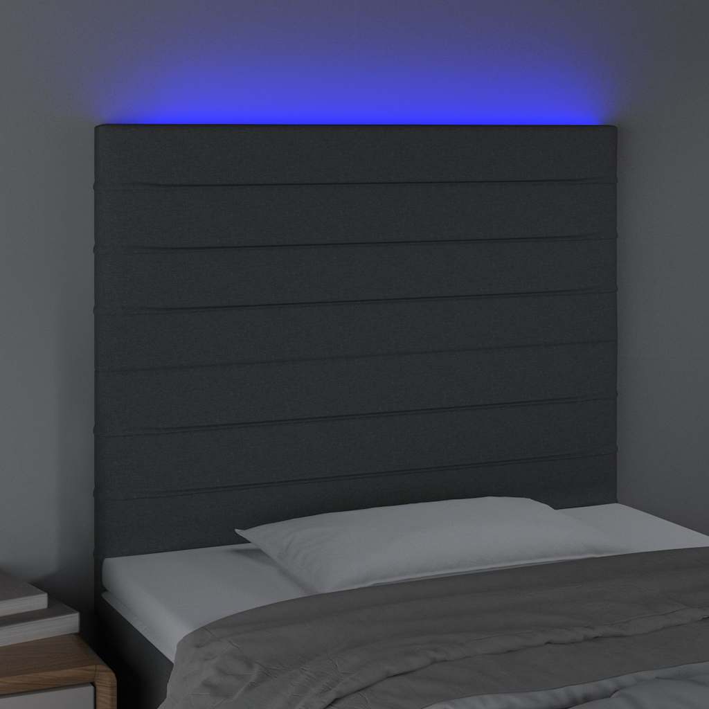 Sötétszürke szövet LED-es fejtámla 90x5x118/128 cm 3