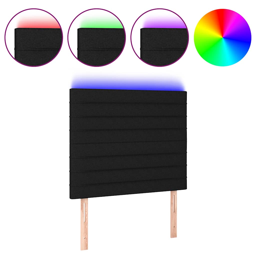 Fekete szövet LED-es fejtámla 90x5x118/128 cm 2