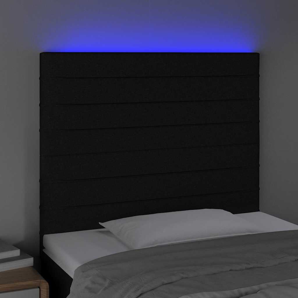 Fekete szövet LED-es fejtámla 90x5x118/128 cm 3