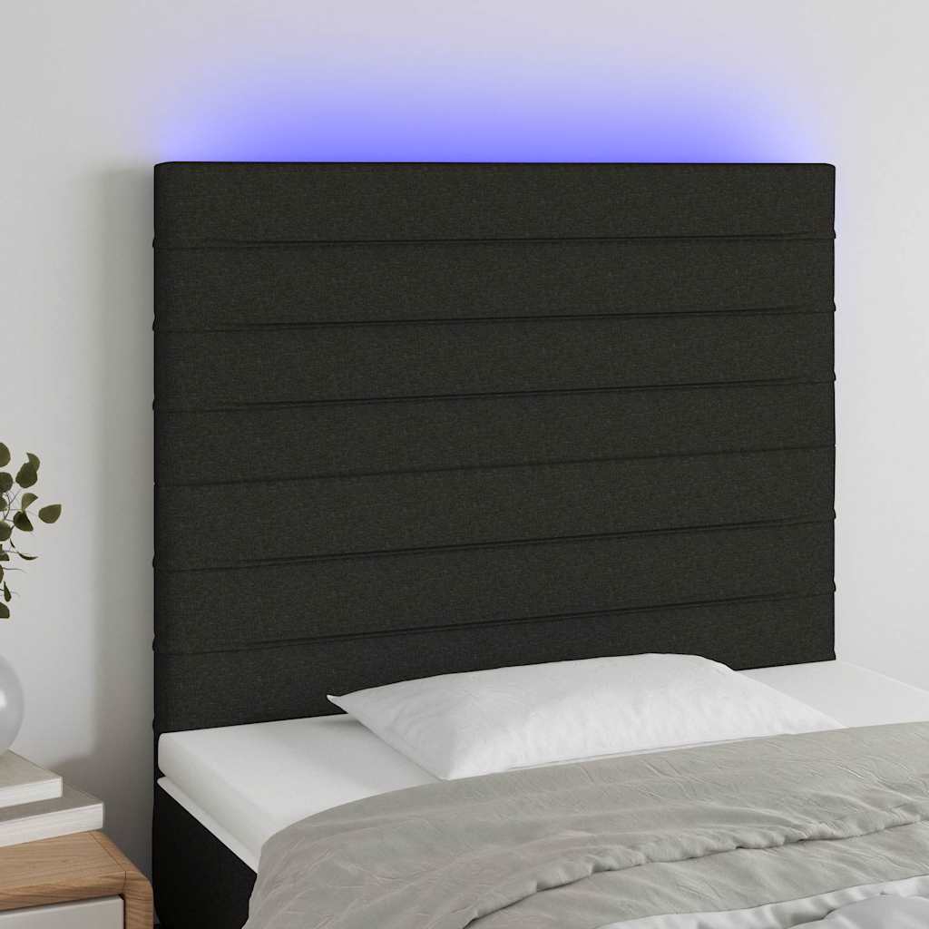 Fekete szövet LED-es fejtámla 90x5x118/128 cm
