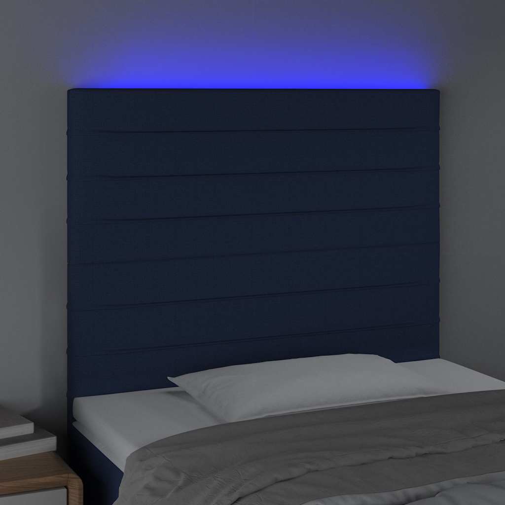 Kék szövet LED-es fejtámla 100x5x118/128 cm 3