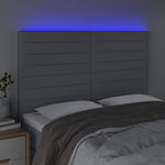 Világosszürke szövet LED-es fejtámla 144x5x118/128 cm 3