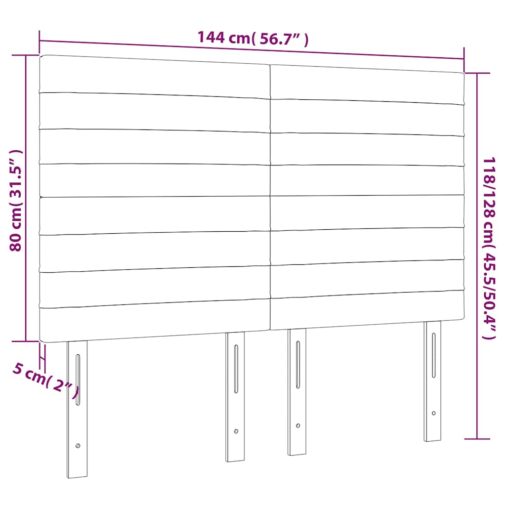 Világosszürke szövet LED-es fejtámla 144x5x118/128 cm 6