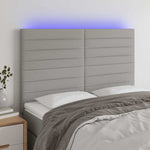 Világosszürke szövet LED-es fejtámla 144x5x118/128 cm