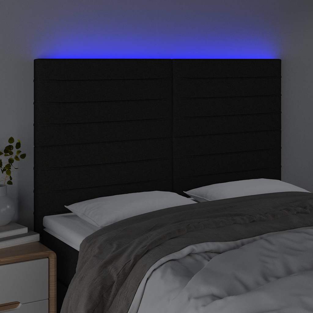 Fekete szövet LED-es fejtámla 144x5x118/128 cm 3