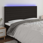 Fekete szövet LED-es fejtámla 160x5x118/128 cm