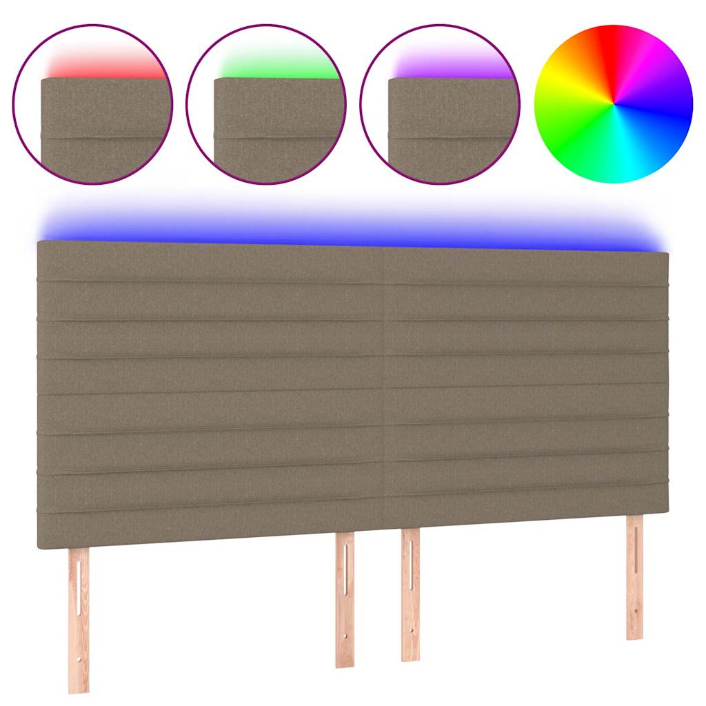 Tópszínű szövet LED-es fejtámla 160x5x118/128 cm 2