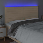 Krémszínű szövet LED-es fejtámla 180x5x118/128 cm 3