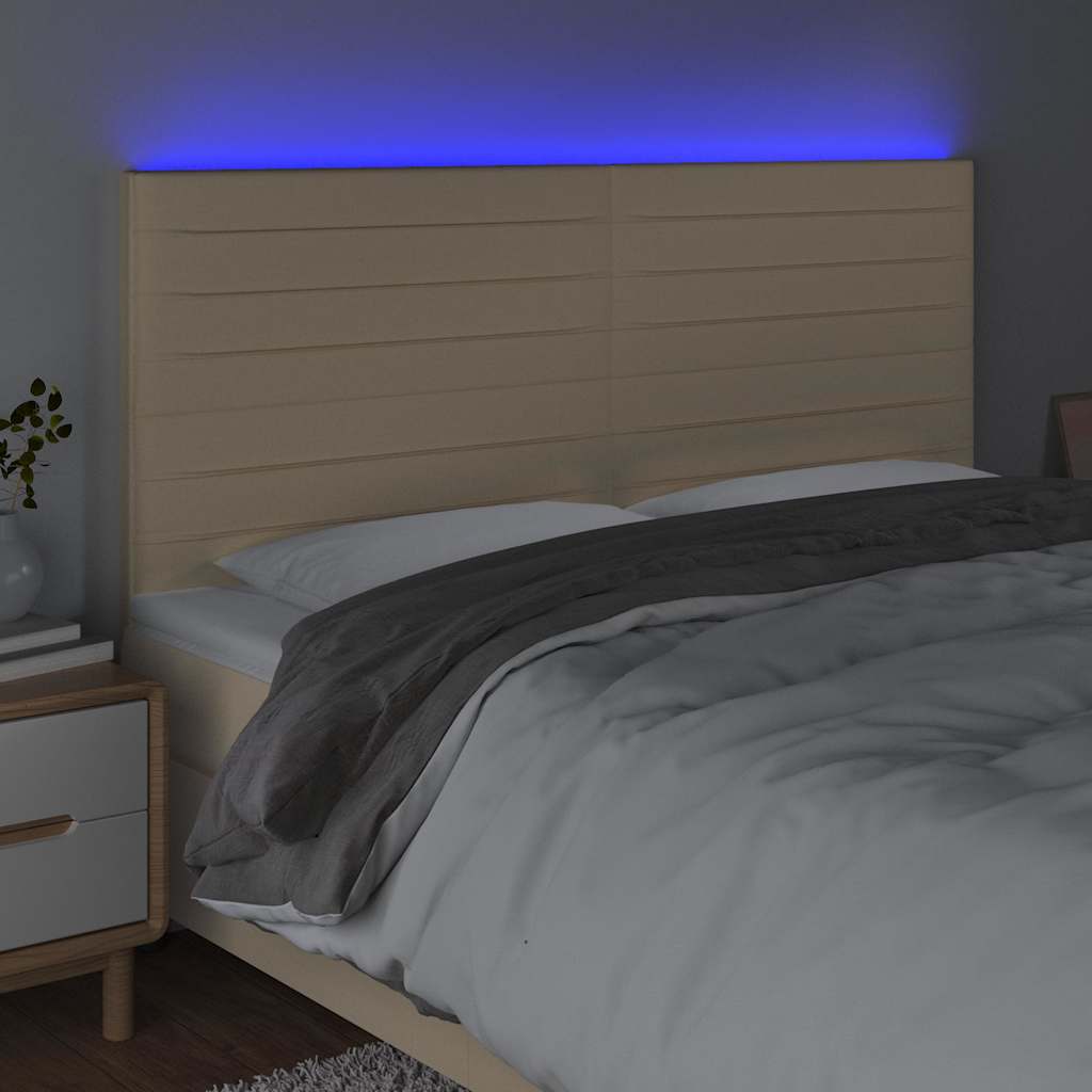 Krémszínű szövet LED-es fejtámla 180x5x118/128 cm 3