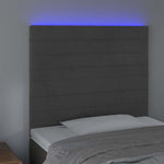 Sötétszürke bársony LED-es fejtámla 100x5x118/128 cm 3